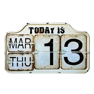 Retro Desk Metal Flip Calendar Adjusted Standing Vintage Desk Calendar Room Decor Perpetual Desk Calendar for Home Office Decor