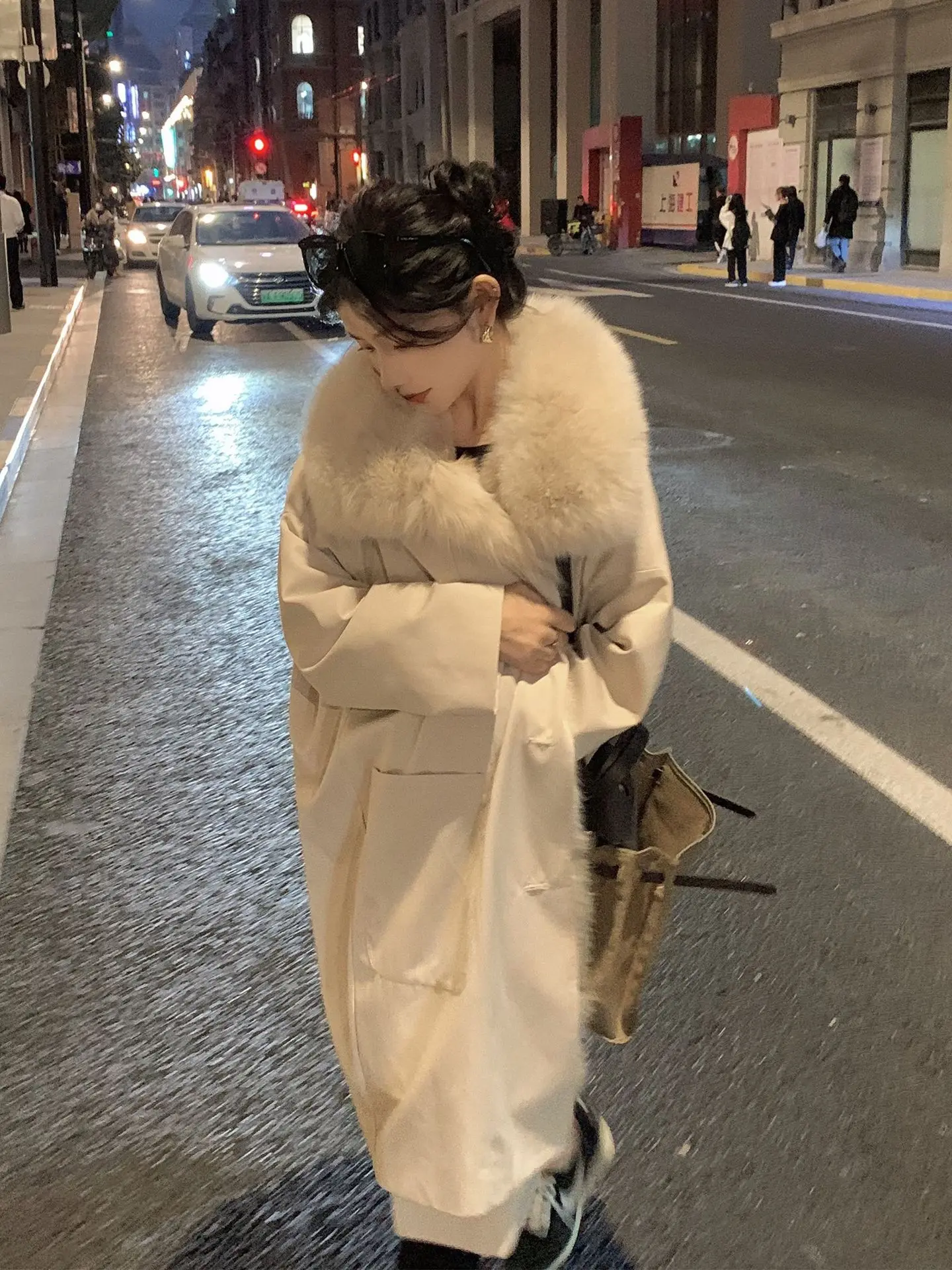 Winter 2022 Parker New Fashion Fox Fur Collar Long Coat for Woman