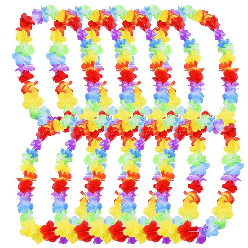 

20Pcs Hawaii Christmas Wreath Door Decoration Leis Flower Wreath Garland Hawaiian Necklace Beach Fun Wreath Event Party Supplies