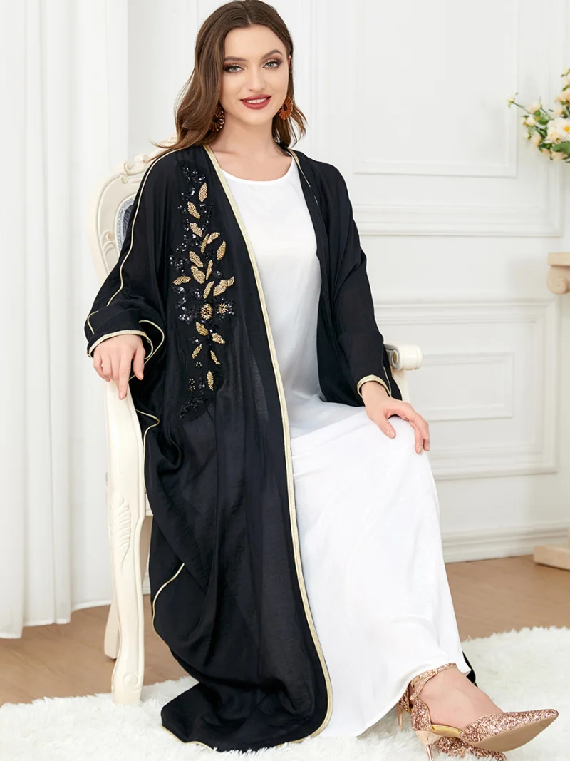 Muslim Abaya Dubai Dress Moroccan Caftan 2022 Batwing Sleeve Gulf Robe Loose Jalabiya Turkish Dresses Appliques Gown Islam