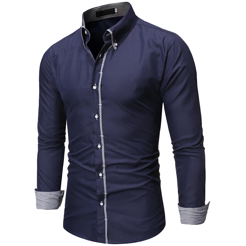 Mens Casual Button Down Shirts Dress Shirts Solid Business Shirts