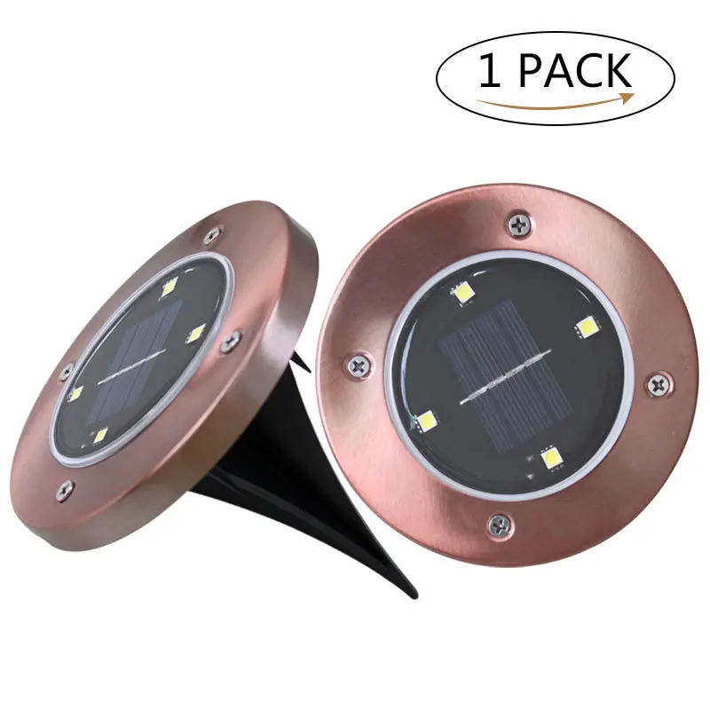 Наружная Солнечная 4 Светодиодная маленькая наземная лампа из нержавеющей стали