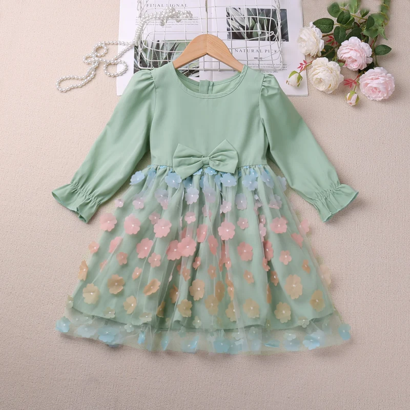 

Cute Fresh Dress Girl Dresses Bowknot Gradient Princess Dress Birthday Party Costume Children's Clothing