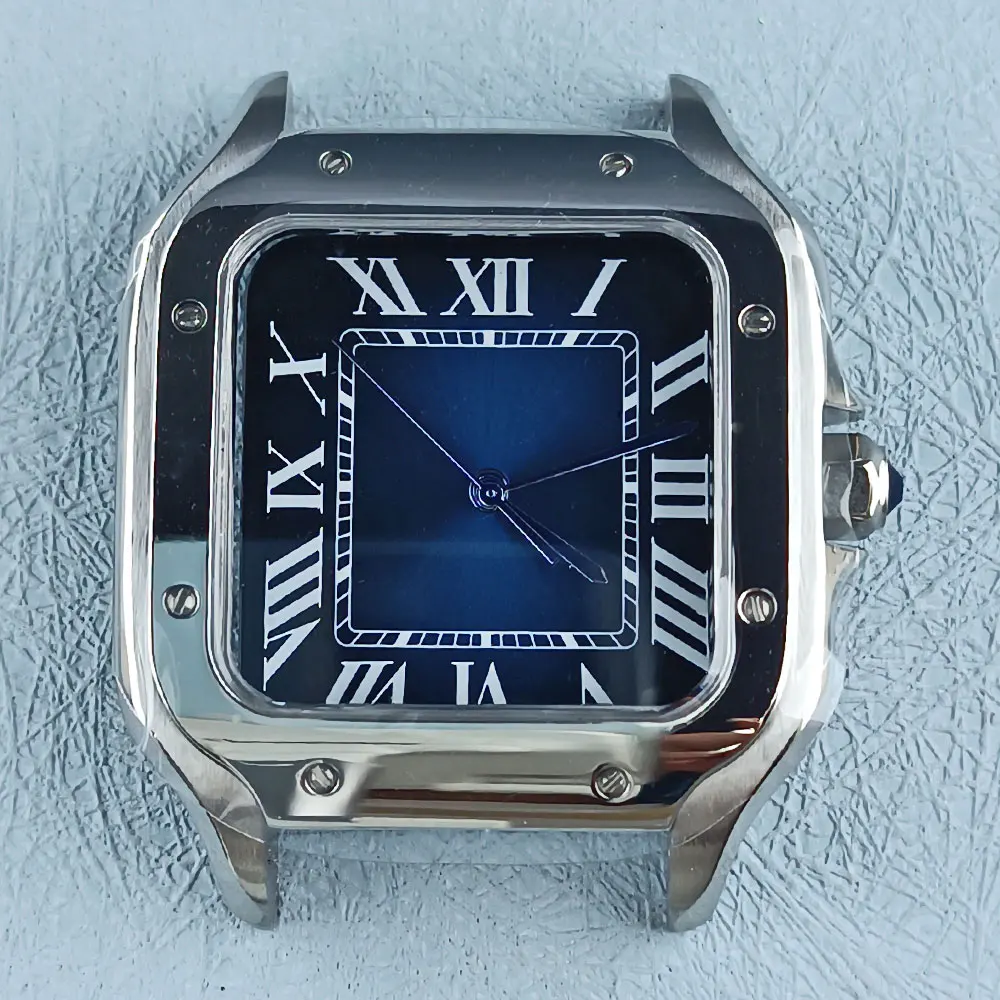 Серебряный корпус часов NH35 NH36 38 мм подходит для механизма нержавеющая сталь 316L