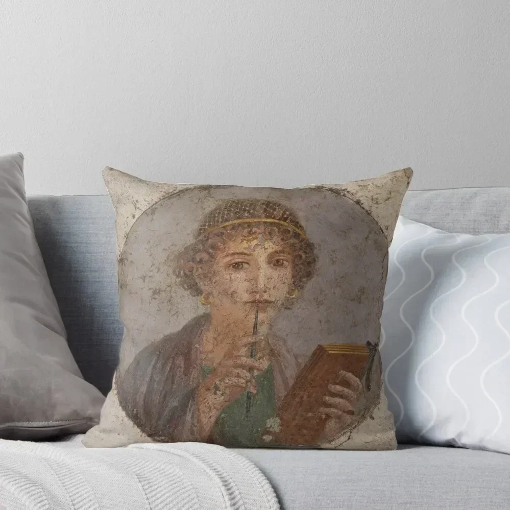 Сувенир от Pompeii - Саффо – это мышление. Декоративная подушка. Роскошная наволочка.