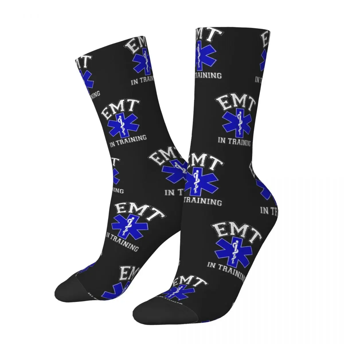

Emt Star Of Life Socks Men Women Polyester Funny Happy Caduceus First Responder Socks Novelty Spring Autumn Winter Socks Gift