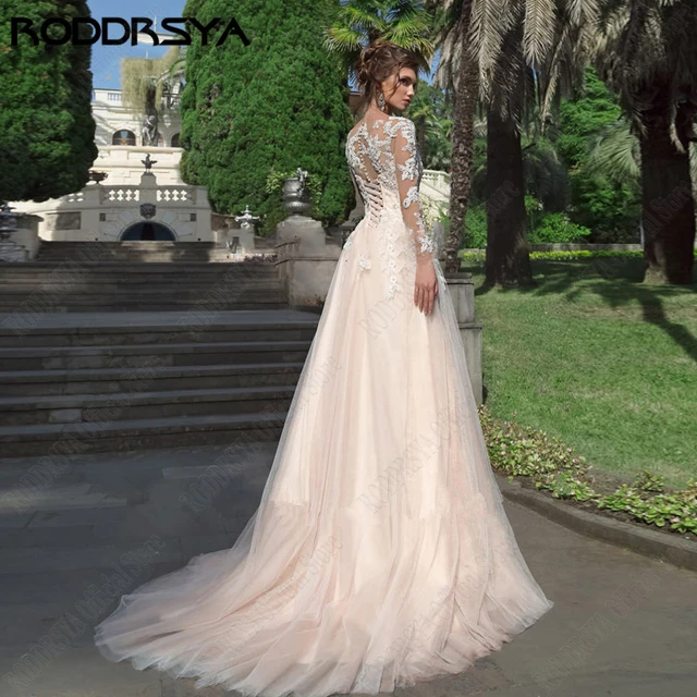 RODDRSYA Wedding Dress Long Sleeves Appliques Bridal Vestido De Noiva Lace Up Button Bride Gown A Line Custom Made Plus Size 3 RODDRSYA Wedding Dress Long Sleeves Appliques Bridal Vestido De Noiva Lace Up Button Bride Gown A Line Custom Made Plus Size 3