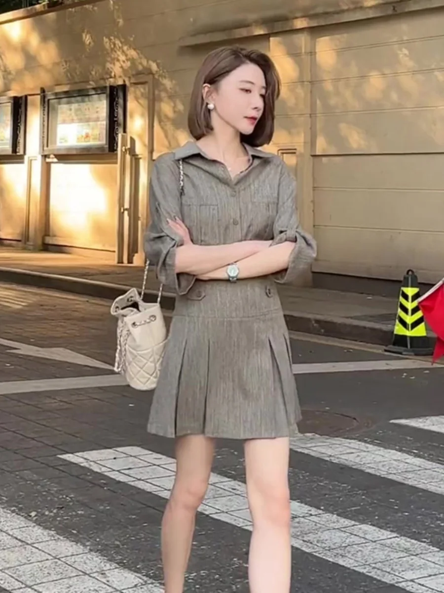 Summer Shirt Dress Women's Small Figure Reduce Age, Fashionable, Royal Sister Style, French Slim Style Dress