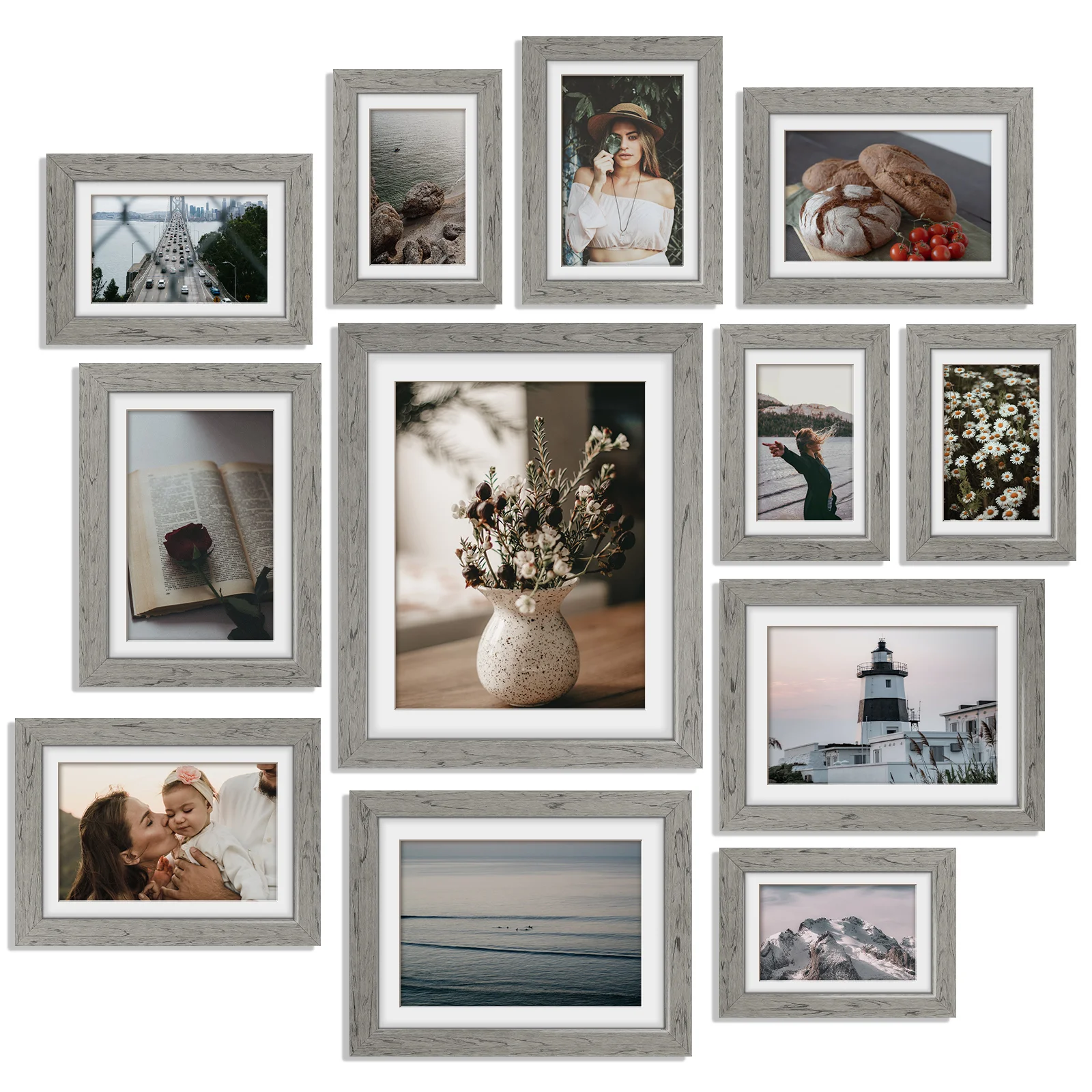 

HOMEMAXS 12PCS Picture Frames Acrylic Panel Photo Frames Set Vintage Picture Wall Supplies Photo Holder Family Class Wall