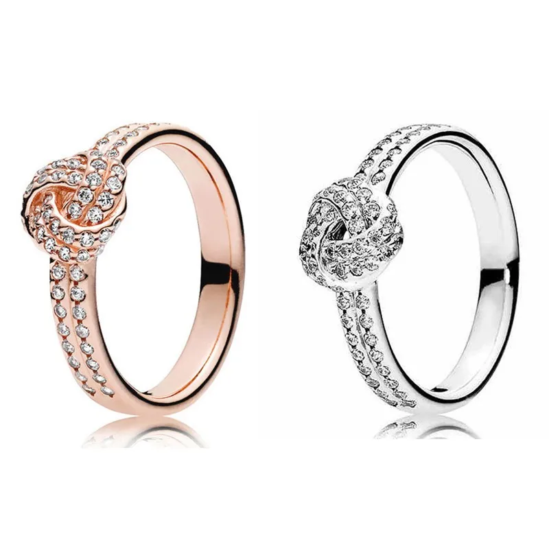 

Original Moments Love Knot Feature With Crystal Ring For Women 925 Sterling Silver Wedding Gift Fashion Jewelry