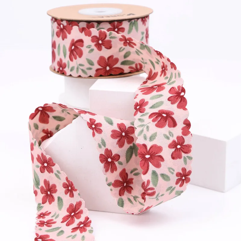 

kewgardden 1" 1.5" 25mm 38mm Wavy Flower Ribbons DIY Bowknot Hair Accessories Make Sewing Materials Handmade Tape Craft 10 Yards
