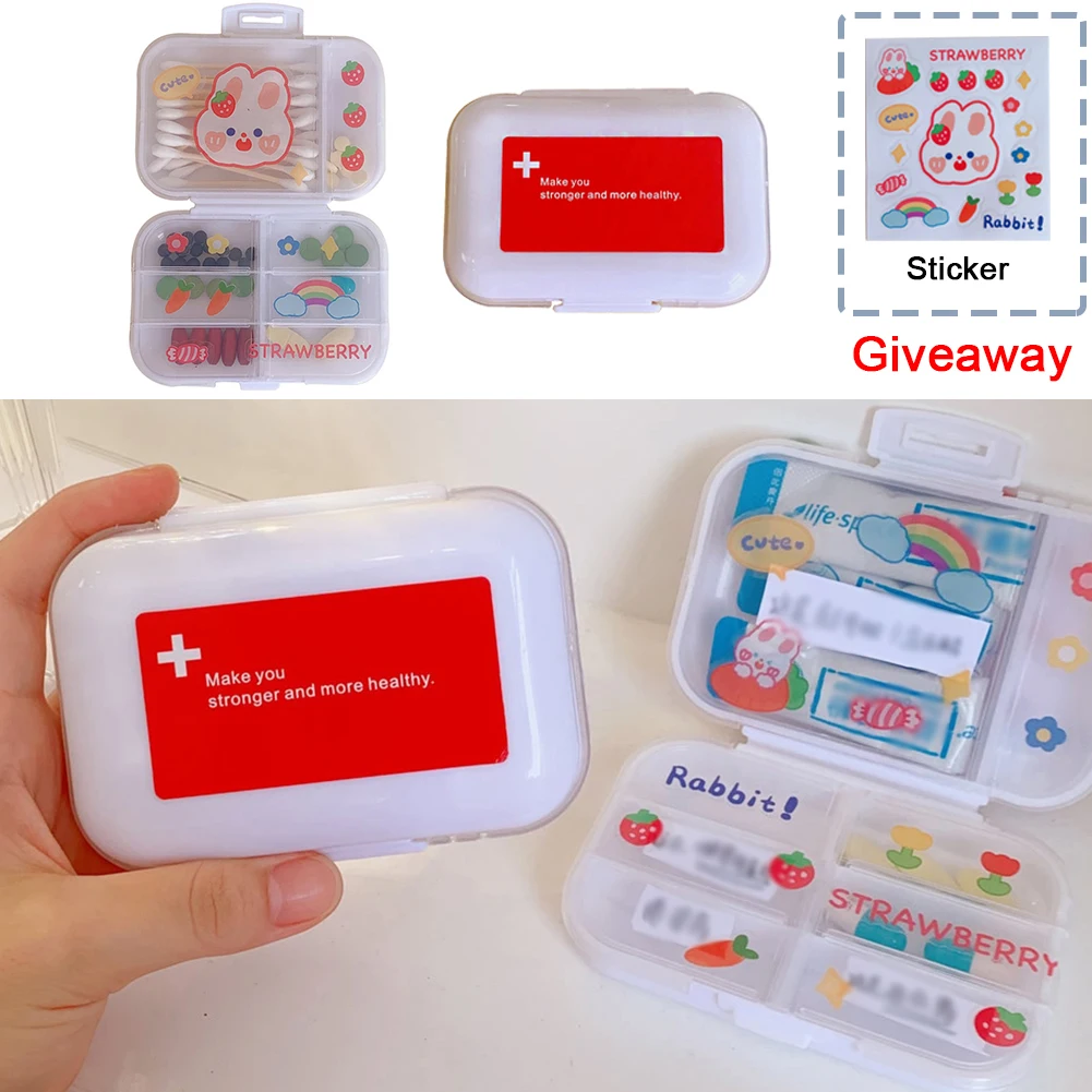 

Portable Cute Pill Box Practical Multifunctional Mini Small Storage Box Separate Pill Household Divider Medicine Box 1 Pcs