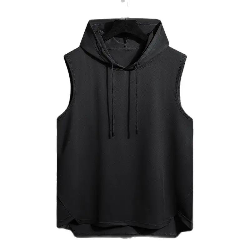 

Hooded T shirt Men Summer Korean Half Sleeve Pullover Top Soft Loose T-shirt Streetwear Sleeveless Tops Drawstring Men Clothing