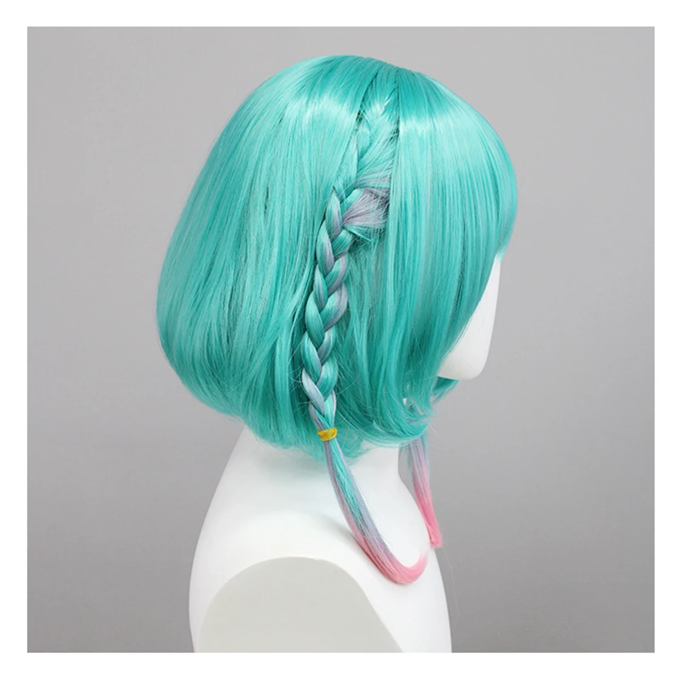 Парик Honor of Kings Yao Cos 40 см зеленые розовые короткие волосы термостойкие