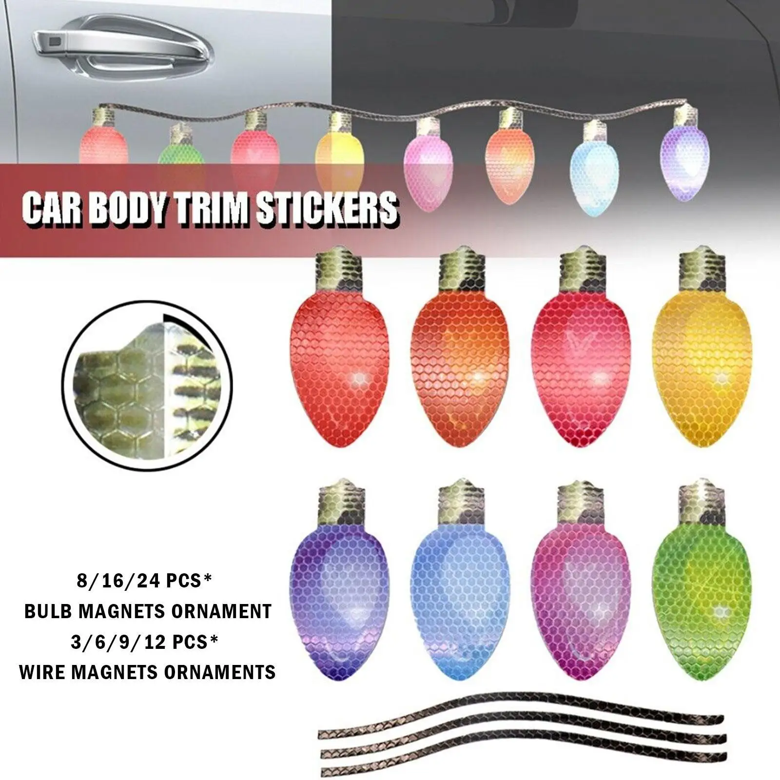 

Рождественские украшения для автомобиля, магнитные светоотражающие наклейки, украшения для Санта-Клауса, снеговика