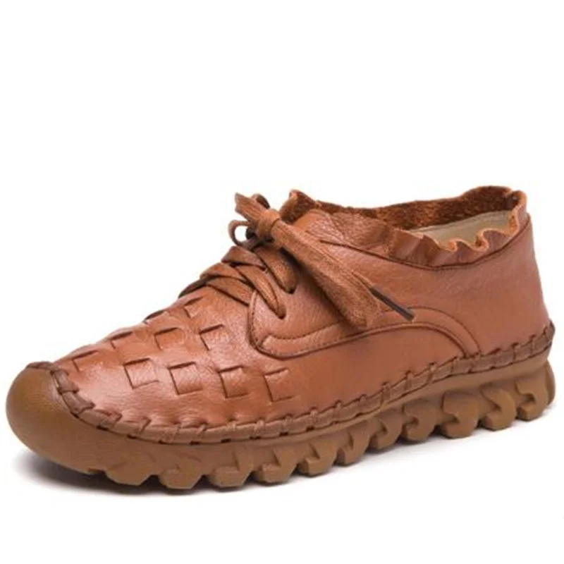 

2022 High Quality Full Genuine Leather Sneakers Flat Non-slip Breathable Weave Women Leather Shoes Fashion Sneakers Trend Shoes