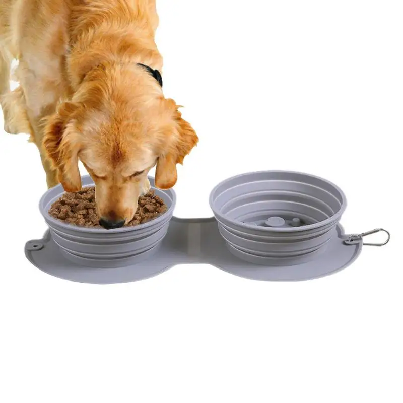 

Collapsible Slow Feed Bowl Portable Silicone Foldable Pet Feeder And Water Bowl pet Anti-choking Slow Feeding Bowl Pet Supplies