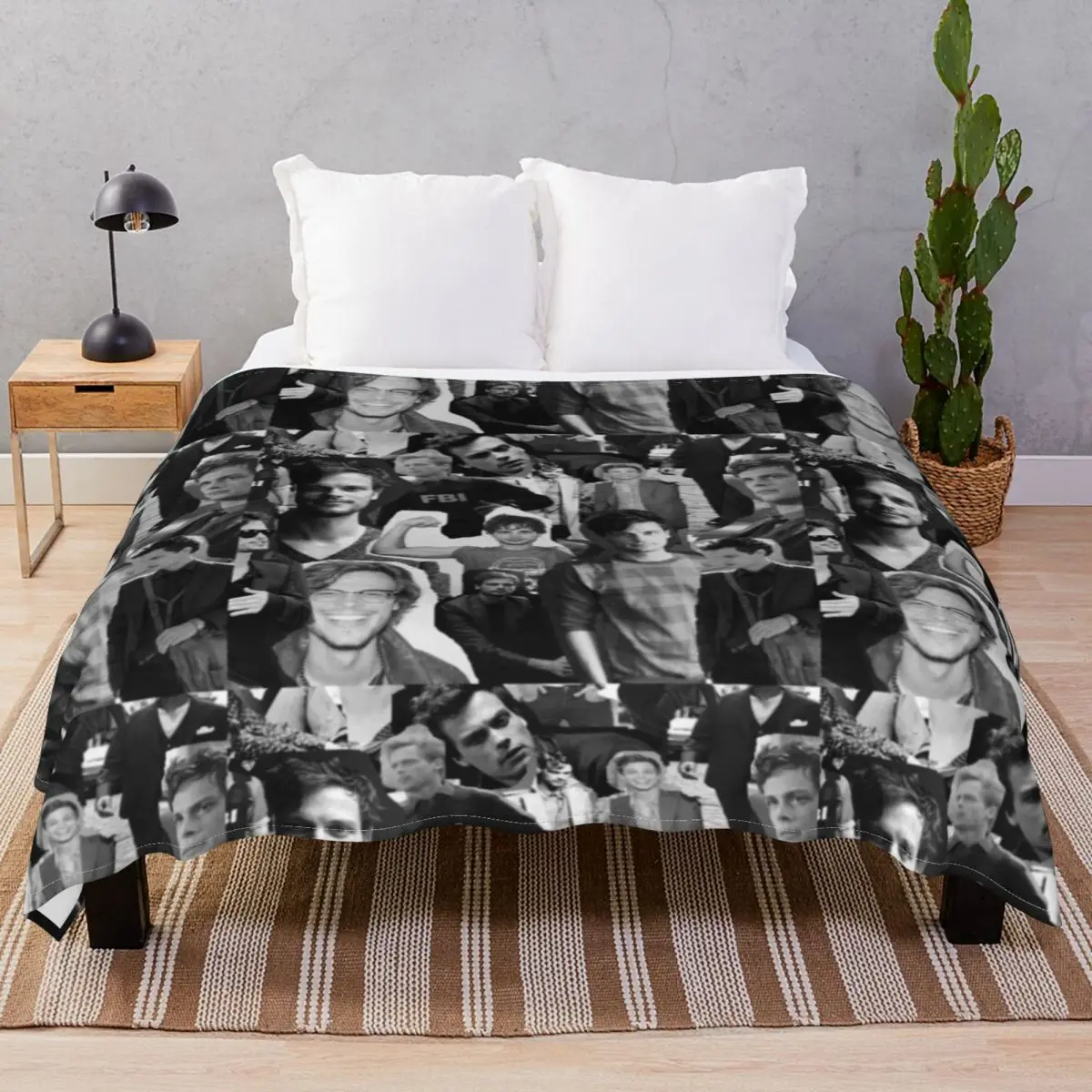 Matthew Gray Gubler Collage Blankets Flannel Plush Print Breathable Throw Blanket for Bed Sofa Camp Office