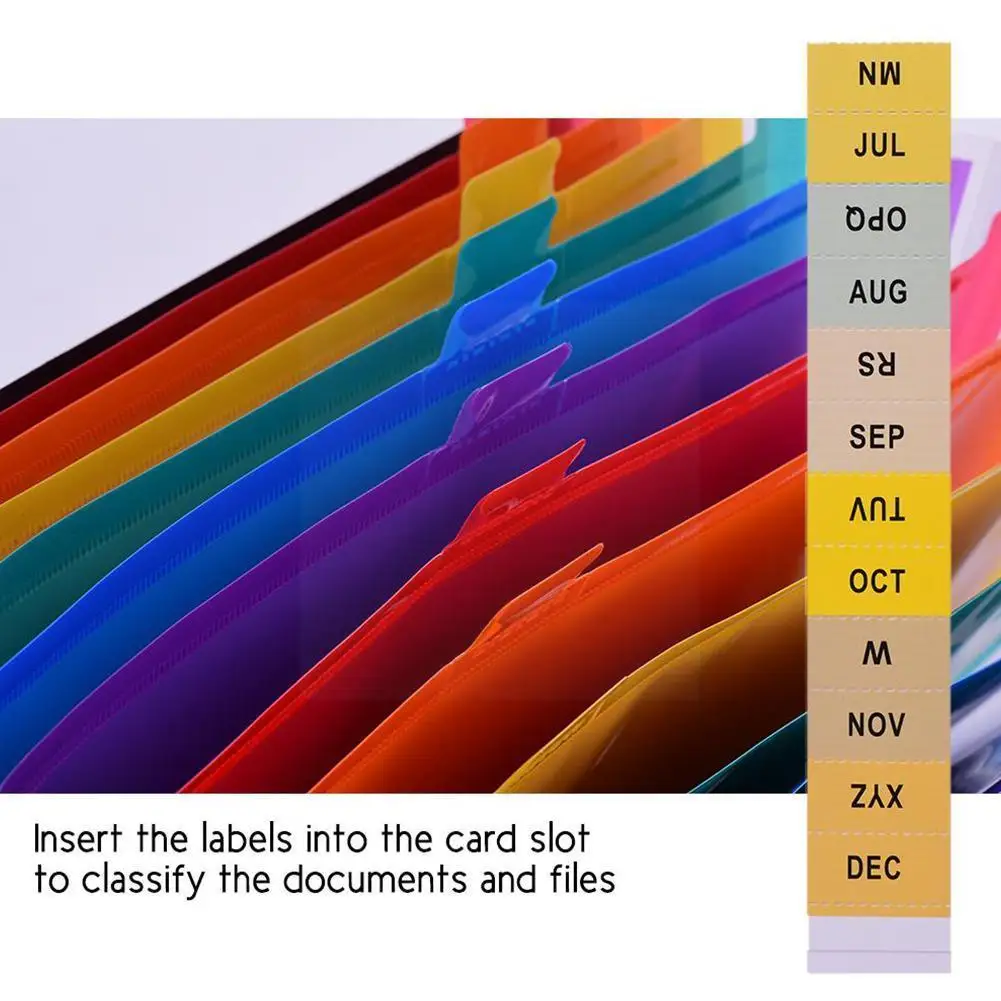 

A4 Rainbow Color 12-layer Folder With Lid Expandable Bag File Pocket Organ Office Document Stand Folder Organizer Waterproo V2u9