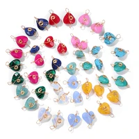 5pcsset heart pendants wire wrap quartzs stone crystal charm for making diy stud earrings bracelet necklace handmade jewelry