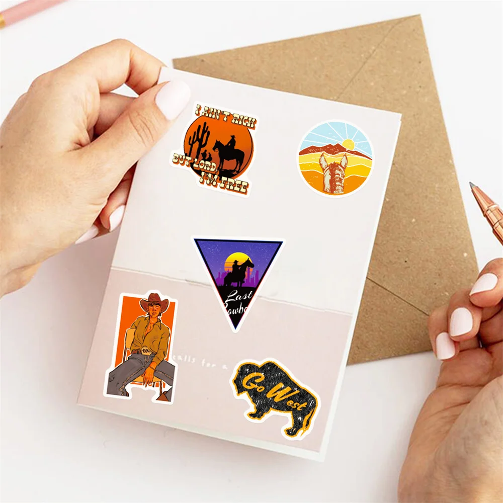 

50pcs DIY Cowboy Wild West Stickers For Stationery Journal Kscraft Scrapbook Ipad Vintage Sticker Pack Scrapbooking Supplies