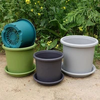 modern flower pot pure color 3 sizes plant tray breathable anti deform water planter container for outdoor flower pot