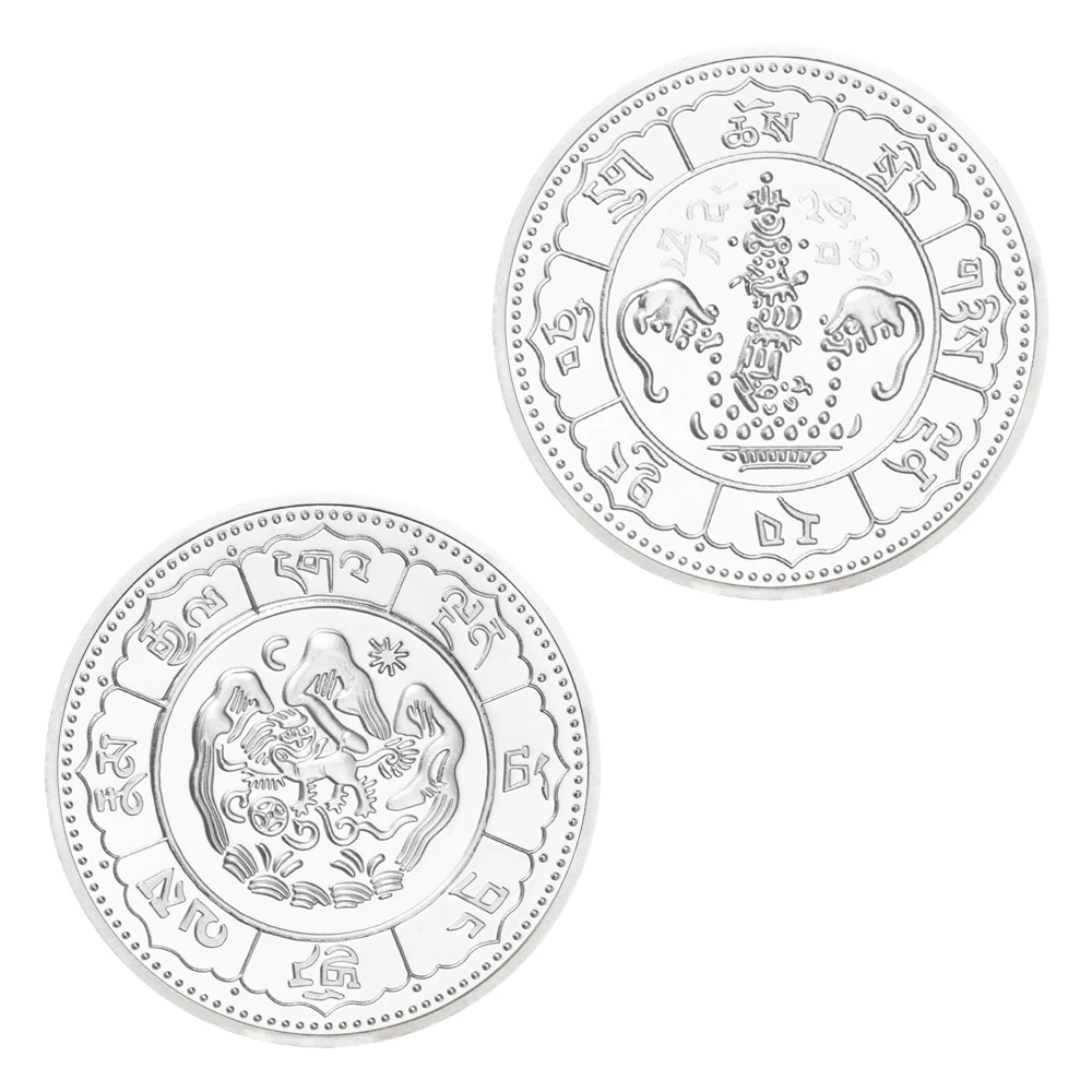 

Коллекционная Посеребренная сувенирная монета тибетского буддизма в Тибете, коллекционная художественная творческая Подарочная памятная монета