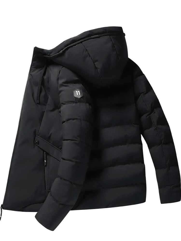 Мужская куртка с капюшоном Повседневная Уличная одежда на молнии Однотонная