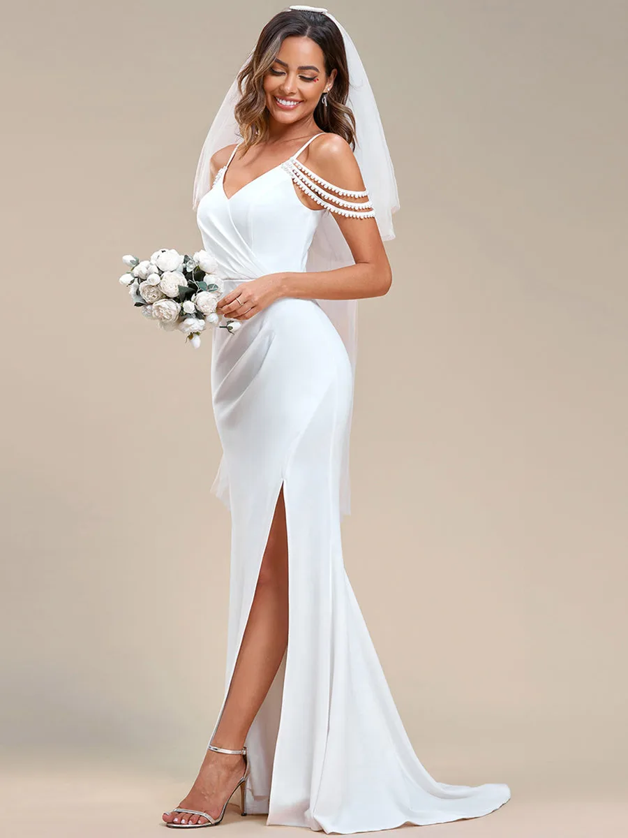 Женское свадебное платье с открытой спиной Ever Pretty белое невесты V-образным