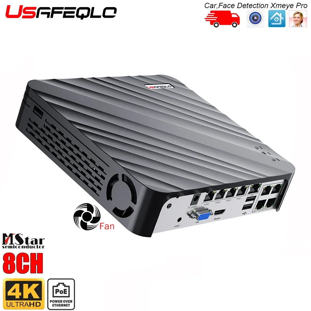 Сетевой Видеорегистратор 4k 4-8 Каналов Ip-камера Poe H.265 Поддержка 4k/5mp/4mp