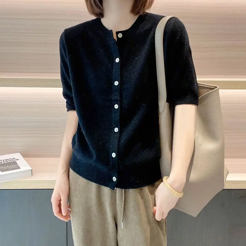 Тонкая футболка из ледяного шелка женский летний Повседневный Свободный Топ