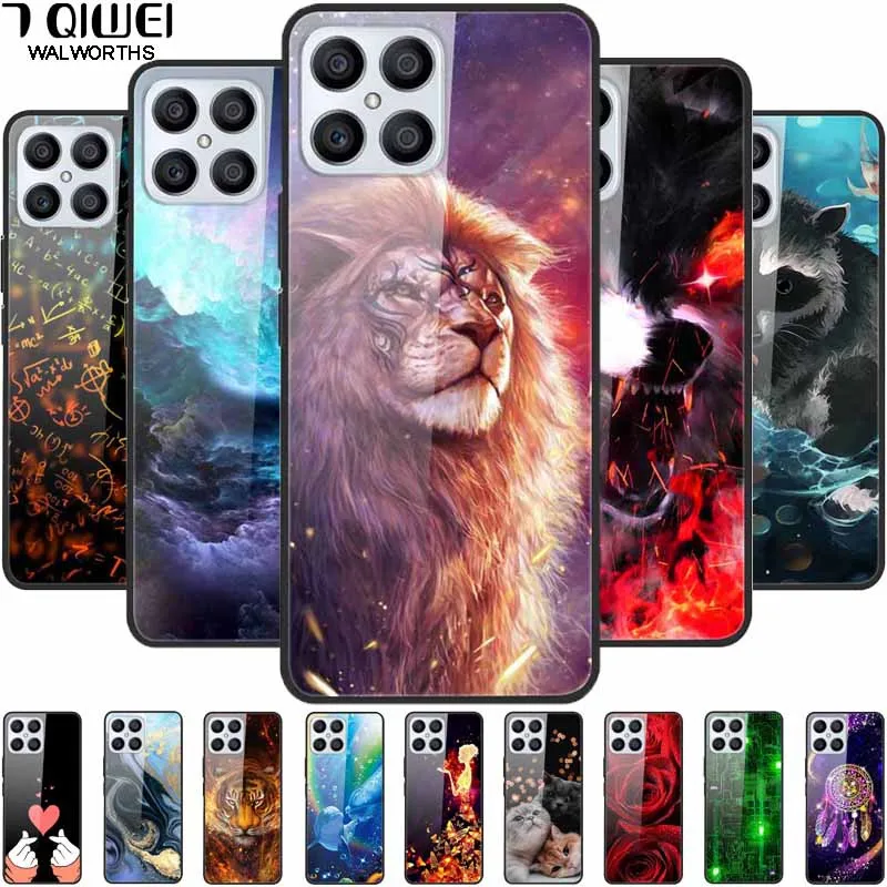 

Case For Honor X8 Cover 6.7'' Fashion Hard Tempered Glass Phone Cover for Huawei Honor X8 2022 Case X 8 HonorX8 4G Protect Capa