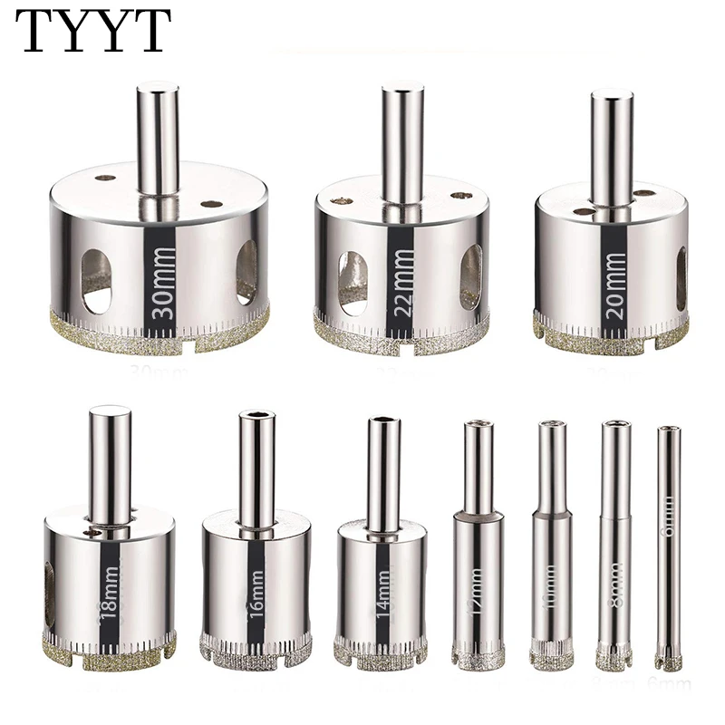 

Набор сверл с алмазным покрытием для стекла, бетона, плитки, 10 шт., 6-30/32 мм