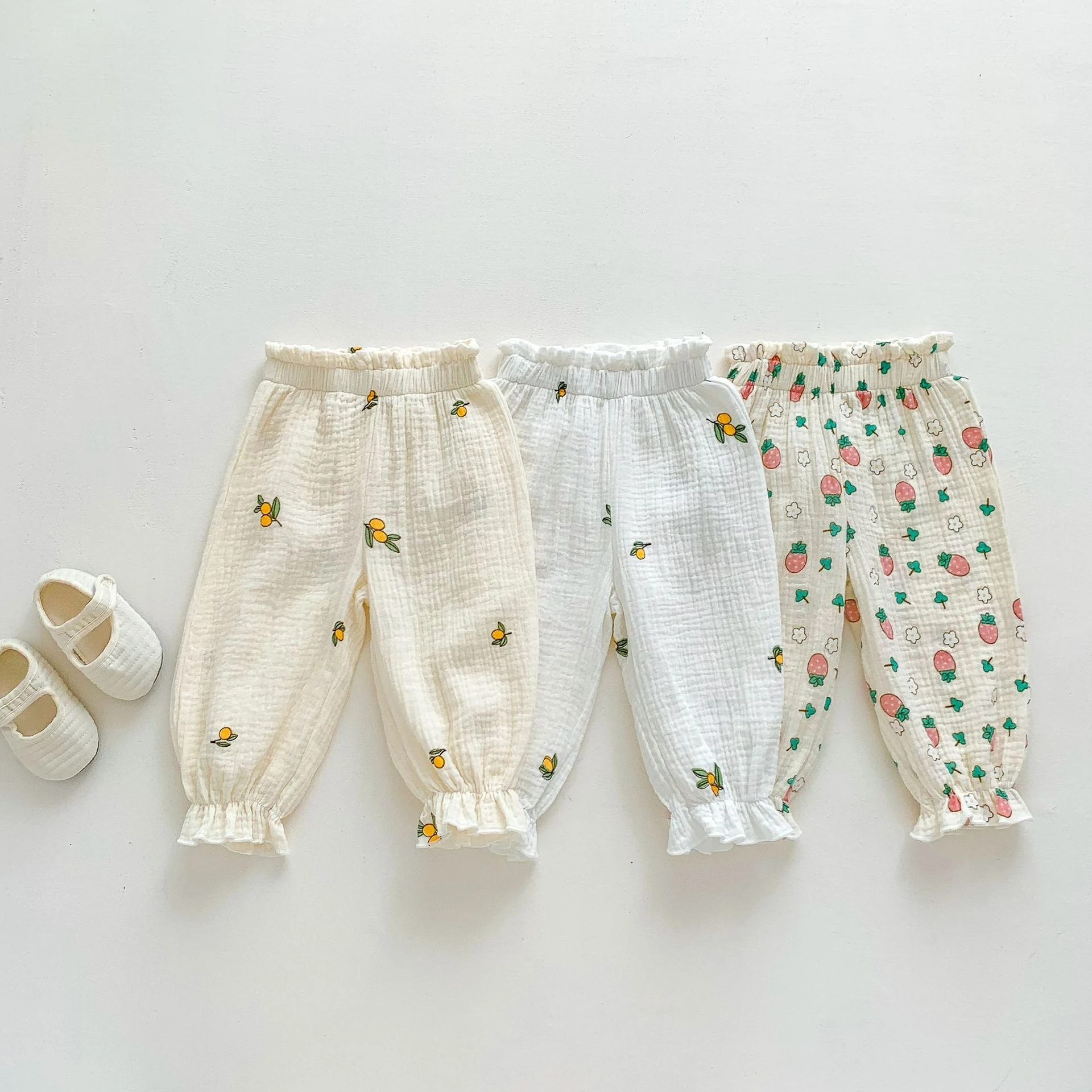 

Kids Baby Pants for Girls Spring Summer Toddler Fruit Print Loose Sweet Trousers Vestido Infantil Clothing for Children