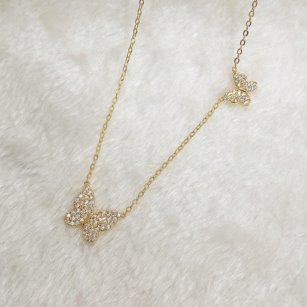 

CAOSHI Elegant Lady Dainty Butterfly Choker Necklace with Shining Bright Zirconia Gold Color Accessories for Engagement Ceremony