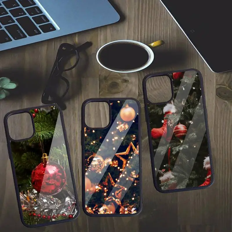 

Merry christmas tree happy new year Phone Case PC for iPhone 11 12 13 pro XS MAX 8 7 6 6S Plus X XR Luxury shell funda