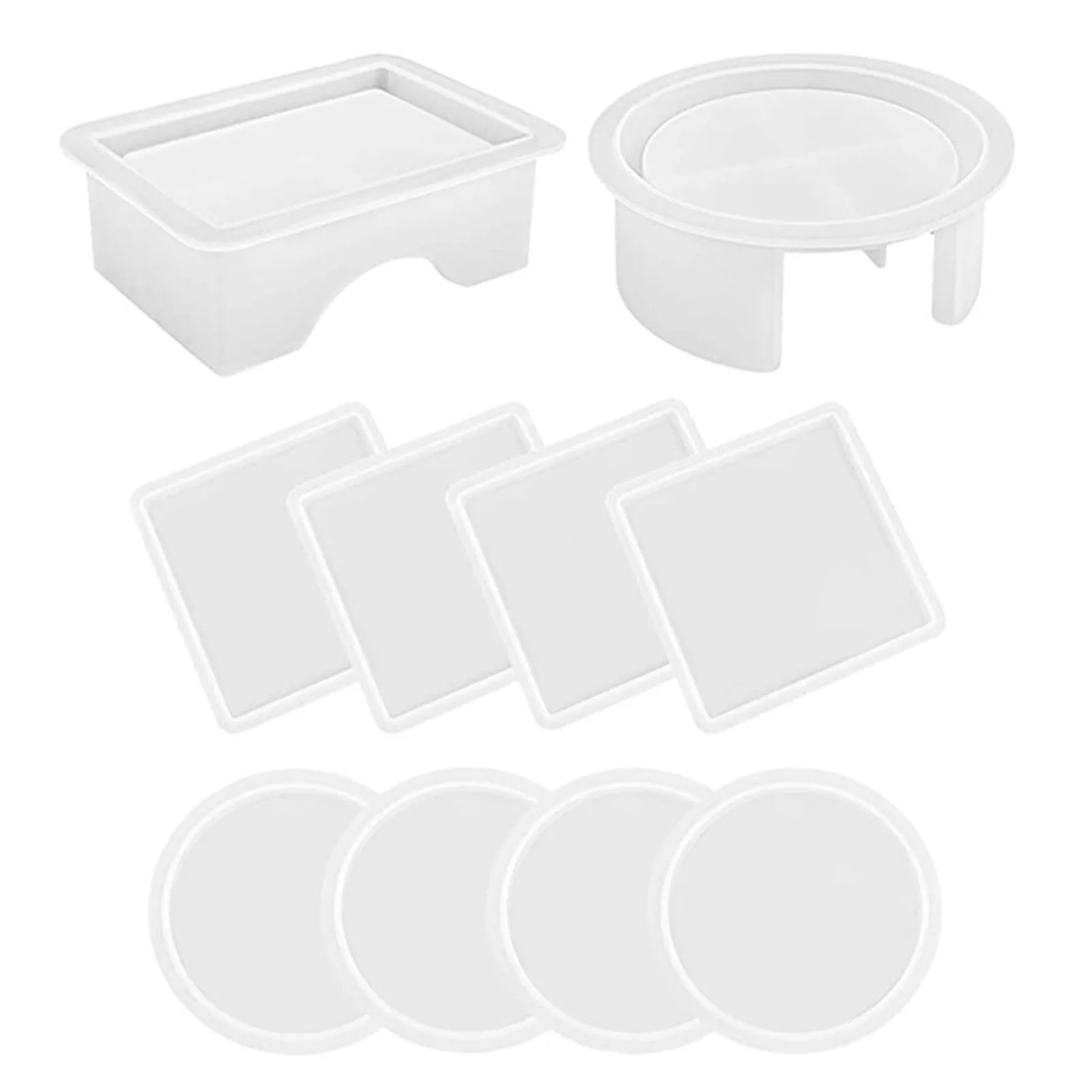 

Набор силиконовых форм для подставки из смолы, круглые и квадратные формы для подставки из смолы, для творчества, для художественного творч...