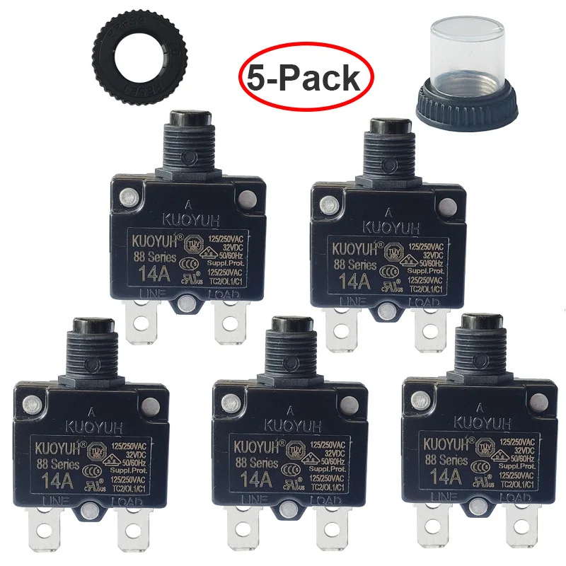 

5PCS KUOYUH 88Series Circuit Breakers 3A 4A 5A 6A 7A 8A 9A 10A 11A 12A 13A 14A15A 16A 17A 18A 19A 20A overload protector