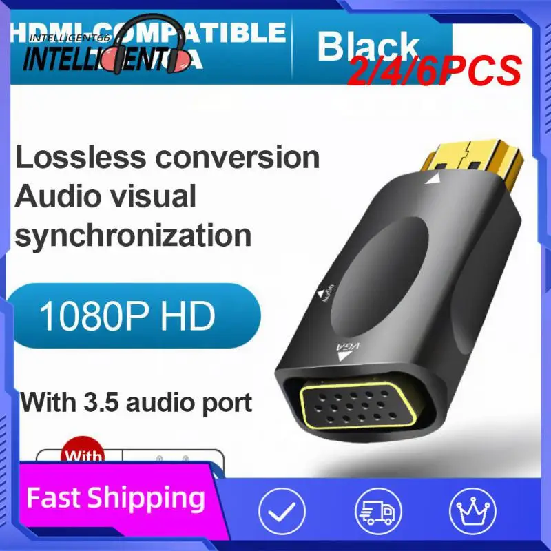 

2/4/6PCS 3.5 Mm Jack Audio Male To Famale Converter Adapter Hd 1080p Digital-to-analog Converter HDMI-compatible To Vga Cable