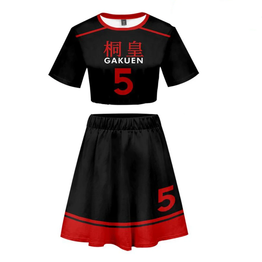 

3D Kuroko's Basketball Print Summer Two Piece Set Women Crop Top and Skirt Outfits Kuroko No Basuke Aomine Daiki Cosplay