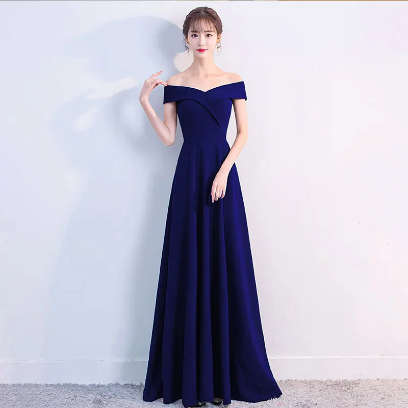 Evening dress dress 2023 new banquet black party dress sexy off shoulder long dress