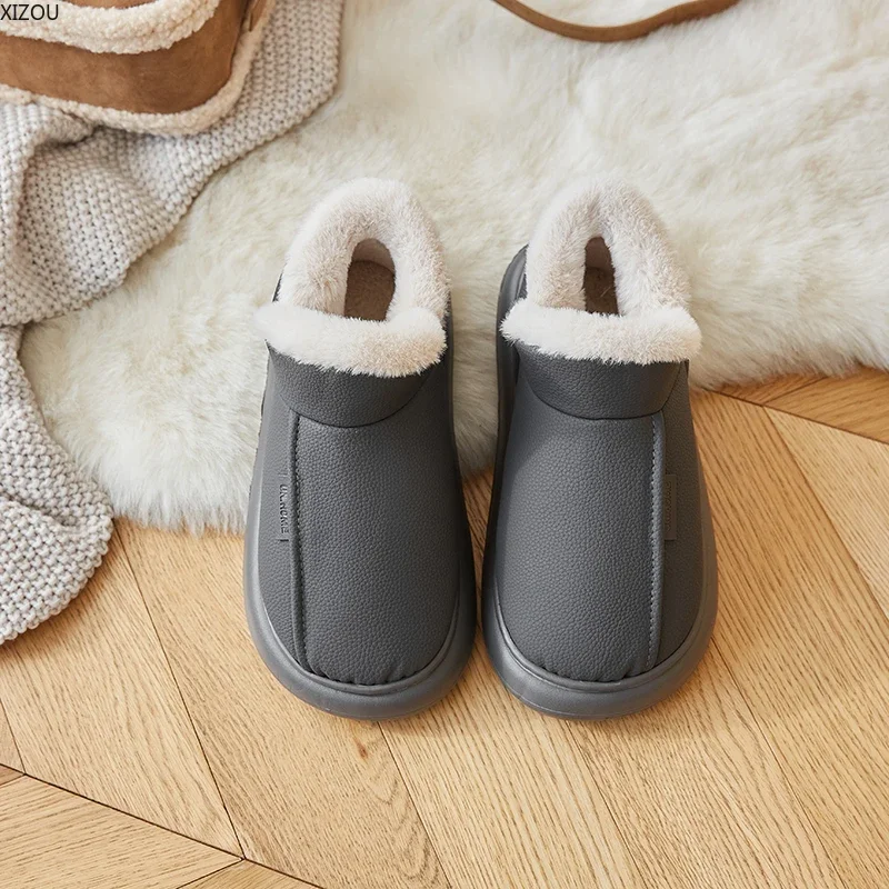 Мужские домашние тапочки для пар наклонная бархатная утепленная удобная мужская