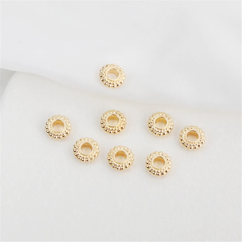 

14k gold clad large hole wheel spacer spacer beads gear flying disc diy handmade beads loose bead spacer accessories