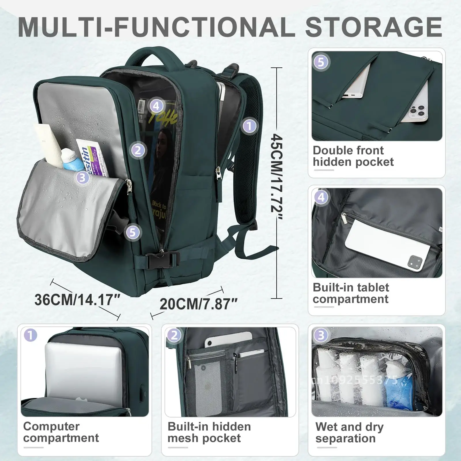 Фото Рюкзак Easyjet Cabin Bag 45x36x20, 40x20x25 Ryanair Carry-Ons, женский/мужской дорожный рюкзак для самолета, рюкзак для ноутбука размера кабины №3
