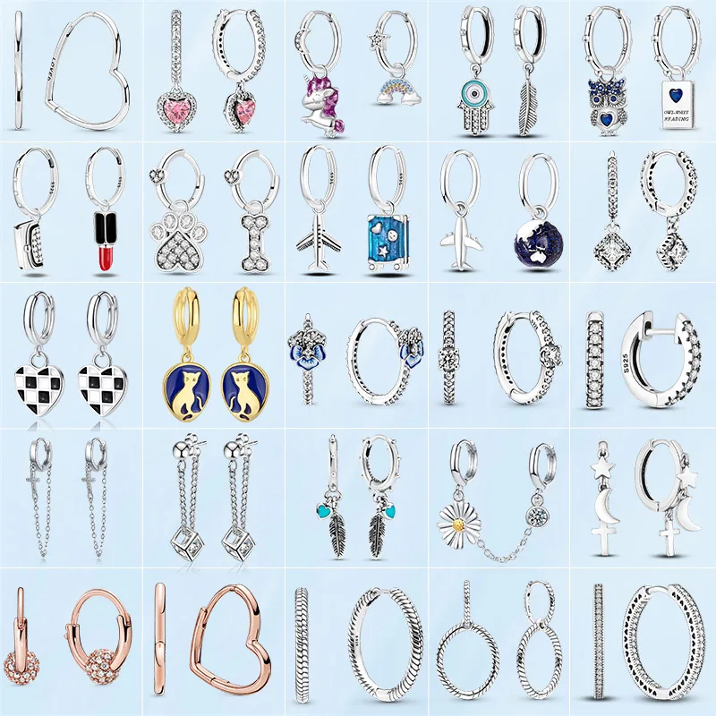 

Hot Sale 925 Silver Moon & Stars Heart Earrings For Women Silver Fashion Jewelry Gift For Friends Lover Wedding Engagement