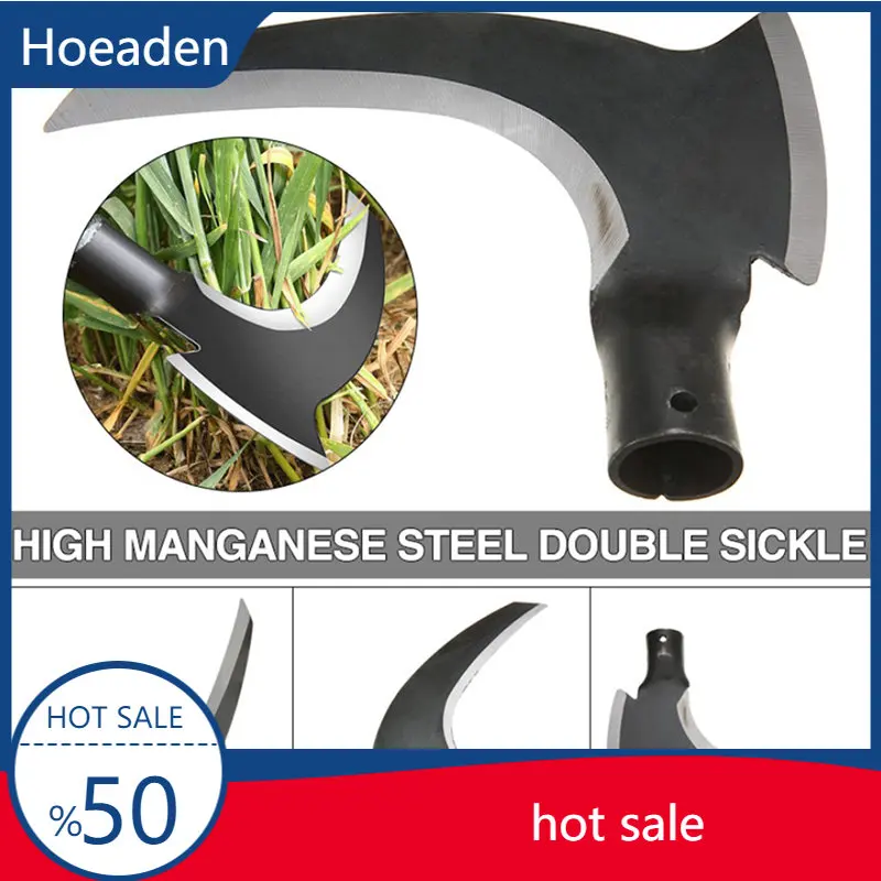 

High Manganese Steel Double Head Sickle Handheld Grass Cutter Garden Grass Sickle Farming Cutting Tool Supplies