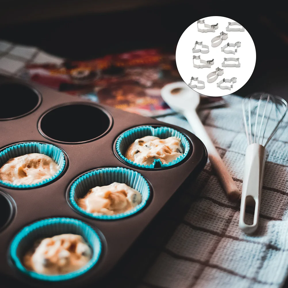 

1 Набор, 10 шт., форма для резки печенья из нержавеющей стали 430 в форме кошки (серебристый)