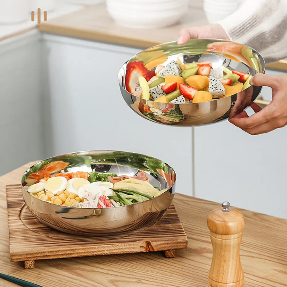 

Stainless Steel Salad Bowls Soup Rice Noodle Ramen Bowl Kitchen Tableware Food Container