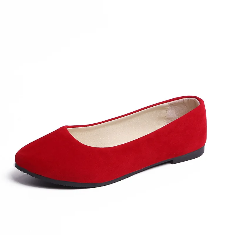 

New 2022 New Summer Elegant Woman Dress Flat Red Shoes Women Flats Loafers Round Toe Casual Shoe Women's Loafers Plus Size 42 43