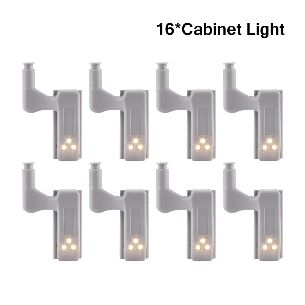 

16Pcs Universal Inner Hinge LED Cabinet Lights 3 LEDs Auto Touch Switch ON/OFF lamp kitchen Wardrobe Cupboard Door Guide Bulb